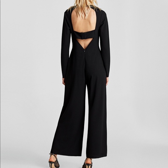 black deep v jumpsuit
